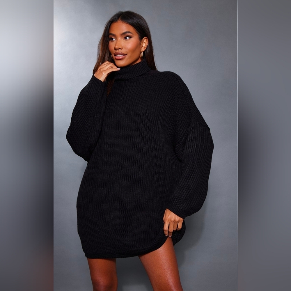 PrettyLittleThing Black Cowl Neck Sweater